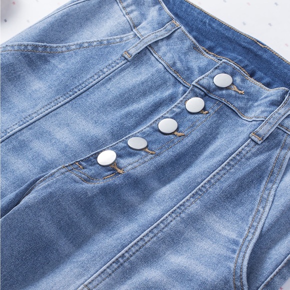 🎄Button Fly Center Seam High Rise Jeans - Picture 6 of 9